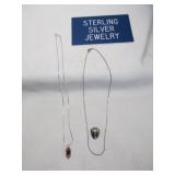 2pc Sterling Silver 18" Necklace Chains & Pendants