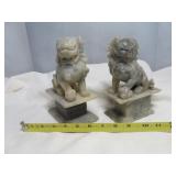 Pair of Vintage Carved Solid Soap Stone Foo Dogs