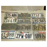 12pc Vintage Metal Texas License Plates & Holder