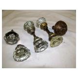 Antique Glass & Brass Door Knobs 2 Sets & Singles