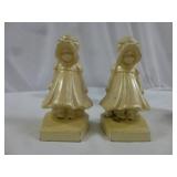 Vintage Sunbonnet Girl Cast Metal Book End Set