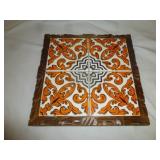 Talavera Art Tile Wood Framed Trivet / Wall Hang