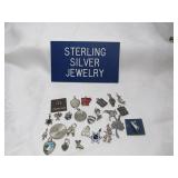 24pc Sterling Silver Pendants & Charms