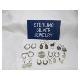 10 Pair Sterling Silver Earrings
