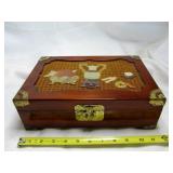 Wood & Brass Asian Jewelry Box & New Jewelry