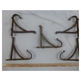 5pc Set Antique Cast Iron Shelf Brackets w/ Hooks