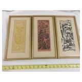 Jacob Heller 3pc Set Signed Wood Block Prints