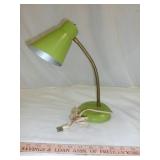 Vintage Green & Brass Metal Gooseneck Desk Lamp