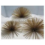 3pc Mid Century Atomic Art Metal Wall Star Bursts