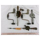 6pc Brace Bits & Hand Drills - Vintage to Antique