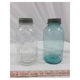 2pc Antique Ball Mason Two Quart Canning Jars