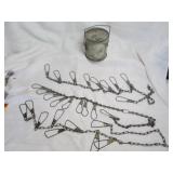 Vintage Fishing Bait Bucket & Metal Stringers