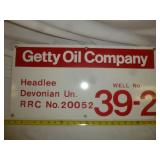 Getty Oil Large Porcelain Metal Well ID Sign - NOS
