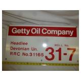 Getty Oil Large Porcelain Metal Well ID Sign - NOS
