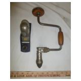 2pc - Vintage Brace Drill & Wood Hand Plane