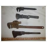 4pc Vintage & Antique Pipe Wrenches