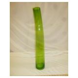 Mid Century 24" Green Art Glass Floor Leaning Vase