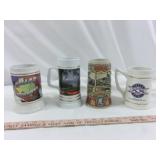4pc Ceramic Beer Steins Old Milwaukee, Coors, Etc