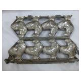 Vintage Hinged 4 Rooster Chocolate Candy Mold