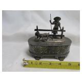Meridan Antique Figural Silver Plate Jewelry Box