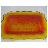 Mid Century Tiara Amberina Glass Last Supper Tray