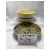 Stoneware Mixing Bowl & Spongeware Pie Dish