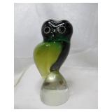 Salviati Green & Black Sommerso Murano Glass Owl