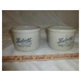 2pc Stone Ware 1 Quart Butter Crocks - Lambrecht
