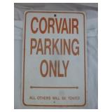 Corvair Parking Only Metal Sign
