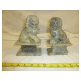 Pair of Vintage Carved Solid Soap Stone Foo Dogs