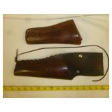 2pc Vintage Leather Revolver Belt Holsters