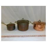 3pc Paul Revere USA Copper Cook Ware