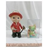 Mid Century Ceramic Smiley Figure & Ty Beanie Baby