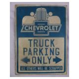 Chevrolet Parking Only Embossed Metal Sign