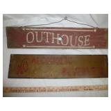 2pc Wood Signs - Outhouse & No Alcohol