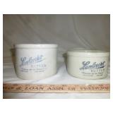 2pc Lambrecht Stone Ware Vintage Butter Crocks
