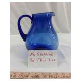 Vintage Blown Glass Blue Cobalt Water Pitcher