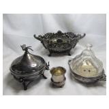 4pc Vintage Silver Plate - Butter, Sugar, Bread