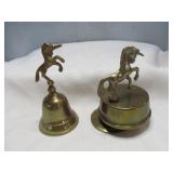 2pc Brass Unicorn 5" Bell & Music Box