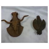 2pc Cast Iron Door Knockers - Texas Steer & Bee