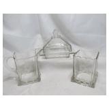 3pc - Fostoria Atlanta Butter Dish & EAPG Etched