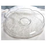 2pc Vintage Etched Glass Center Bowl & Platter