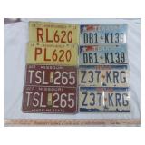 4 Pair Vintage Metal State License Plates