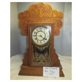 Vintage Pressed Oak Parlor Mantle Clock