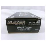 Blazer Brass 9mm 115gr FMJ Pistol Ammunition 50rds