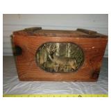 Custom Made Wood Crate w/ Wildlife Scene