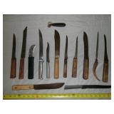 Vintage Butcher & Kitchen Knives Old Hickory, Etc