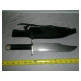 Saw Back 14' Bowie Survival Knife & Leather Sheath