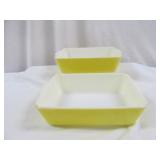 2pc Vintage Pyrex 8" Cream Yellow Casseroles