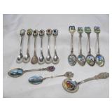 13pc Silver Plate Souvenir / Collector Spoons